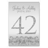 Silver Glitzer Look Wedding Tischnummern-42 Tischnummer (Vorderseite)