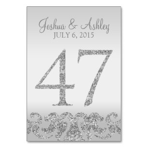 Silver Glitzer Look Wedding Tischnummern-47 Tischnummer