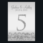 Silver Glitzer Look Wedding Tischnummern-5 Tischnummer<br><div class="desc">Dieses moderne Tischkartendesign zeichnet sich durch Imitate aus,  die silber Glitzer-Akzente mit silberfarbenem Hintergrund aufweisen. Ideal für elegante und moderne Hochzeiten. Die Tischnummer geht bis zu 50.</div>