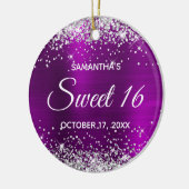 Silver Glitzer Magenta Lila Foil Sweet 16 Keramik Ornament (Links)