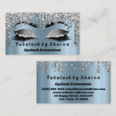 Silver Glitzer Makeup Artist Lashes Princess Blue Visitenkarte (Vorne/Hinten)