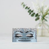 Silver Glitzer Makeup Artist Lashes Princess Blue Visitenkarte (Stehend Vorderseite)