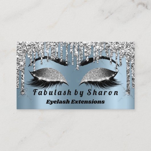 Silver Glitzer Makeup Artist Lashes Princess Blue Visitenkarte (Vorderseite)
