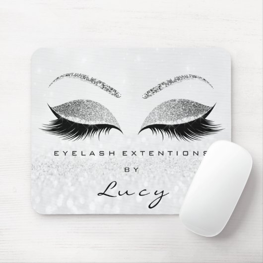 Silver Glitzer Makeup Beauty Studio Lashes Grau Mousepad (Mit Mouse)