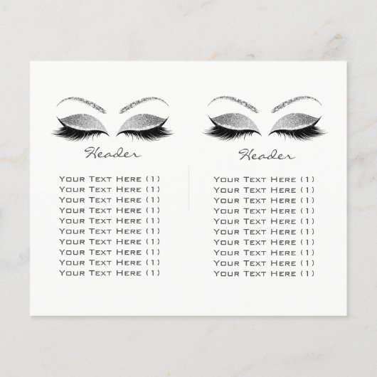 Silver Glitzer Makeup Eye Lash Preisinformationen Flyer (Hinten)