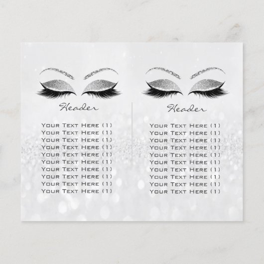 Silver Glitzer Makeup Eye Lash Preisinformationen Flyer (Hinten)