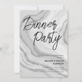Silver Glitzer Marbella Script Dinner Party Einladung (Vorderseite)