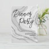 Silver Glitzer Marbella Script Dinner Party Einladung (Stehend Vorderseite)
