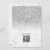 Silver Glitzer Marble Glam QR Code Brautparty Einladung (Rückseite)