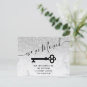 Silver Glitzer Marble Key New Address Ankündigung (Stehend Vorderseite)