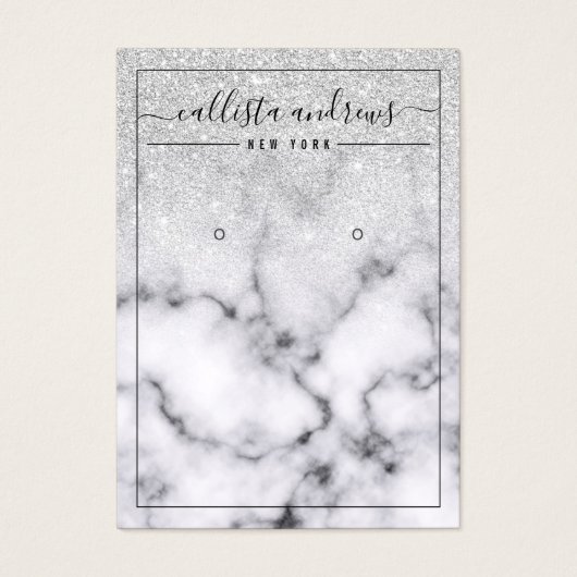 Silver Glitzer Marble Ombre Earring Display Card (Vorderseite)