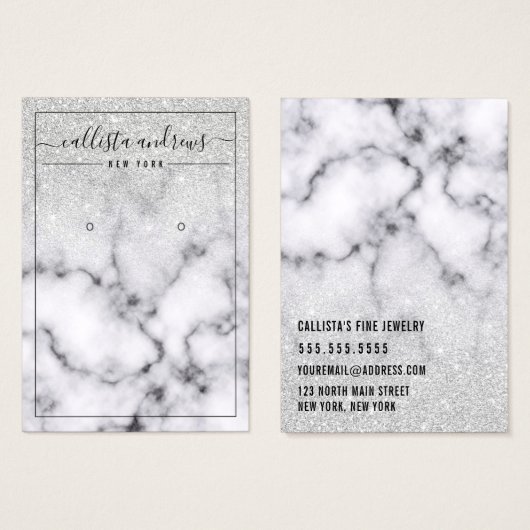 Silver Glitzer Marble Ombre Earring Display Card (Vorne & Hinten)
