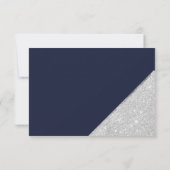 Silver Glitzer Marine Blue Skript Hochzeit Rsvp Karte (Rückseite)