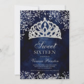 Silver Glitzer Marine Foto Glitzern tiara Sweet 16 Einladung (Vorderseite)