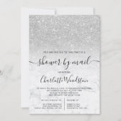 Silver Glitzer Marmor Babydusche per Post Einladung (Vorderseite)