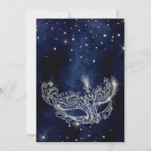 Silver Glitzer Masquerade Maske blau Sweet 16 Einladung (Rückseite)