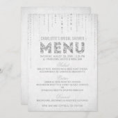 Silver Glitzer Menu Card Menükarte (Vorne/Hinten)