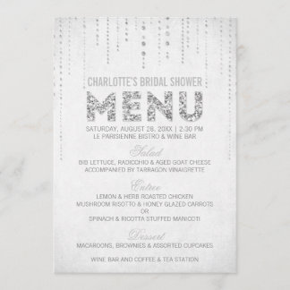 Silver Glitzer Menu Card Menükarte