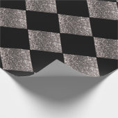 Silver Glitzer Metallic Black Abstrakt Chic Geschenkpapier (Ecke)