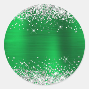 Silver Glitzer Metallic Green Blank Runder Aufkleber