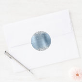 Silver Glitzer Metallic Light Blue Blank Runder Aufkleber (Umschlag)