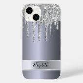 Silver Glitzer Metallic monogram elegant modern Case-Mate iPhone Hülle (Rückseite)