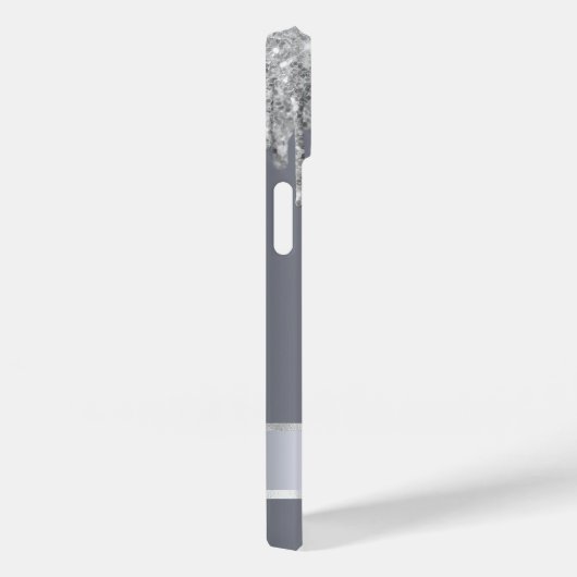 Silver Glitzer Metallic monogram elegant modern Case-Mate iPhone Hülle (Rückseite / Rechts)