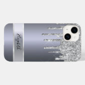 Silver Glitzer Metallic monogram elegant modern Case-Mate iPhone Hülle (Rückseite (Horizontal))