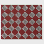 Silver Glitzer Metallic Red Abstrakt Chic Geschenkpapier (Flach)