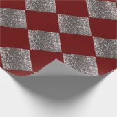 Silver Glitzer Metallic Red Abstrakt Chic Geschenkpapier (Ecke)