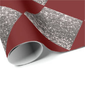 Silver Glitzer Metallic Red Abstrakt Chic Geschenkpapier (Rolleneckpunkt)