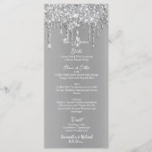 Silver Glitzer Metallic Shine 4x9" Hochzeitsmenü Menükarte (Vorderseite)