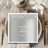 Silver Glitzer Metallic Shine Wedding Serviette