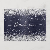 Silver Glitzer Midnight Blue Foil Vielen Dank Postkarte (Vorderseite)