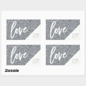 Silver Glitzer Mini Champagner, Mini Wein, Label Rechteckiger Aufkleber (Blatt)