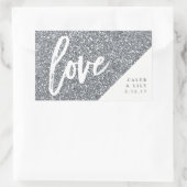 Silver Glitzer Mini Champagner, Mini Wein, Label Rechteckiger Aufkleber (Tasche)