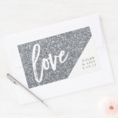 Silver Glitzer Mini Champagner, Mini Wein, Label Rechteckiger Aufkleber (Umschlag)