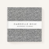 Silver Glitzer Minimalistisch Journal Notebook Nam Notizblock (Vorderseite)