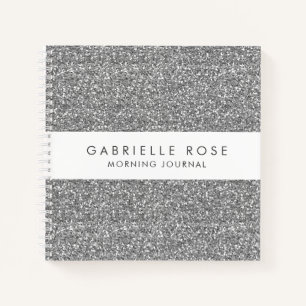 Silver Glitzer Minimalistisch Journal Notebook Nam Notizblock
