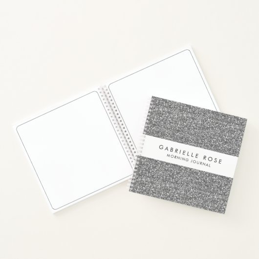 Silver Glitzer Minimalistisch Journal Notebook Nam Notizblock (Innenseite)