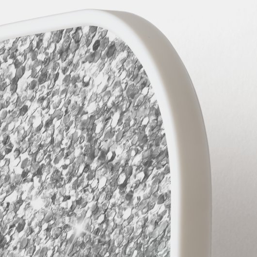 Silver Glitzer Mint Green Ombre Modernes Script Pickleball Schläger (Linke Seite)