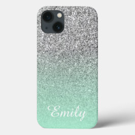 Silver Glitzer Mint Ombre Personalisiert Case-Mate iPhone Hülle