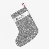 Silver Glitzer mit Individuelle Name ähnlich Kleiner Weihnachtsstrumpf (Rückseite (Hängend))