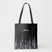 Silver Glitzer Mit Monogramm Personalisiertes Gesc Tasche (Vorderseite)