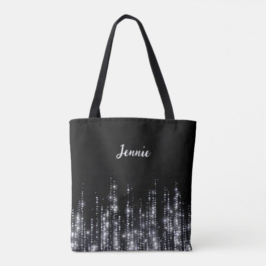 Silver Glitzer Mit Monogramm Personalisiertes Gesc Tasche (Rückseite)