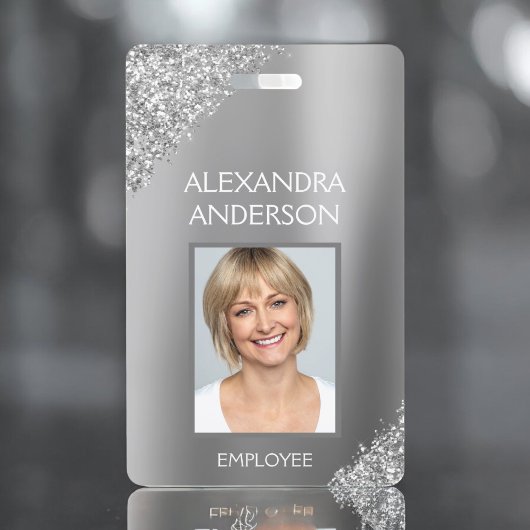 Silver Glitzer Mitarbeiter Name Foto Unternehmen Ausweis