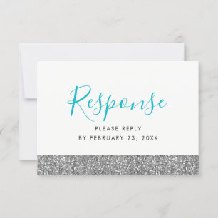 Silver Glitzer Modern Fun UAWG Response Card RSVP Karte