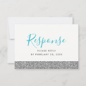 Silver Glitzer Modern Fun UAWG Response Card RSVP Karte (Vorderseite)