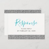 Silver Glitzer Modern Fun UAWG Response Card RSVP Karte (Vorne/Hinten)