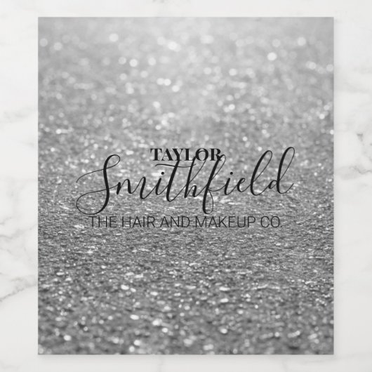 Silver Glitzer Modern Weinetikett (Einzelnes Label)